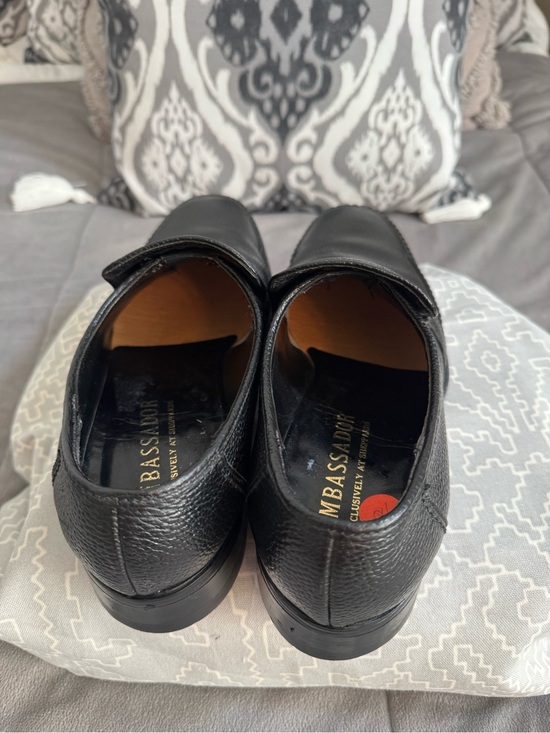 Ambassador men’s hand crafted Black Pebbled Leather formal dress Loafers Sz 9D main image 12